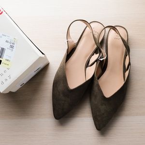 NWT a new day Olive Suede Slingback Flats